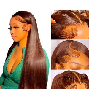 Brown lace front wig long synthetic hd lace